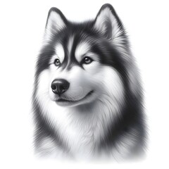 흰 배경, 시베리안 허스키, 펜슬 드로잉, jpeg (white background, Siberian Husky, pencil drawing, jpeg)