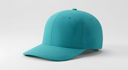 Teal blank smooth hat white backdrop bright studio lighting mockup clean sharp image