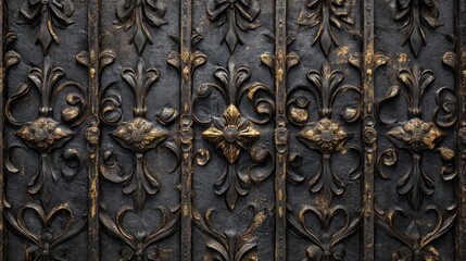 Old European wrought-iron fence with intricate details
