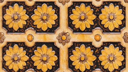 Obraz premium Ornate flower pattern on door in India, creating texture for design or background use