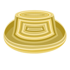 Straw Hat in flat technique vector illustration 