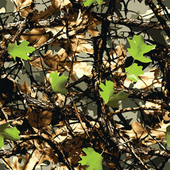 Camouflage seamless pattern. Forest real tree camouflage design. Hunting camouflage background. Tree pattern. Deer hunting texture. Vector seamless pattern