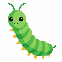 green caterpillar on a white background