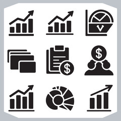 Comprehensive Data Diagram Icon Collection for Income Growth and Economy Statistics