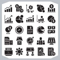 Comprehensive Data Diagram Icon Collection for Income Growth and Economy Statistics