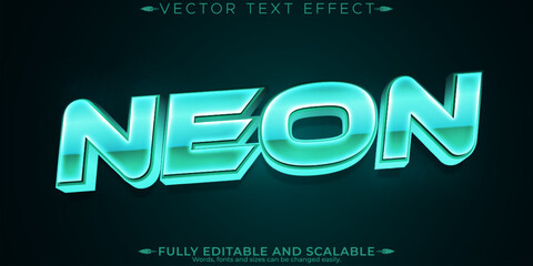 Neon editable text effect, editable glow and shiny text style