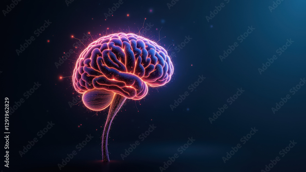 Poster a vividly colored representation of artificial general intelligence, with a dynamic brain at its cor