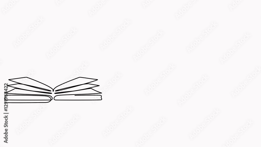 Poster open book, head with brain and target with arrow continuous line drawing animated video. creative id