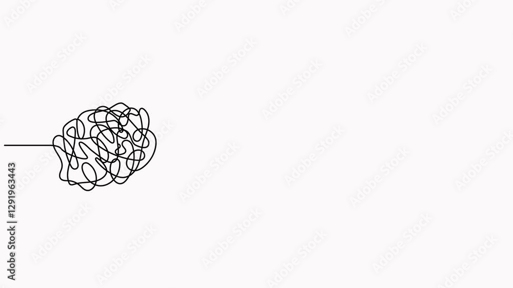 Poster chaotic and mess lines with target continuous line drawn animated video. achieve goal symbol. proble