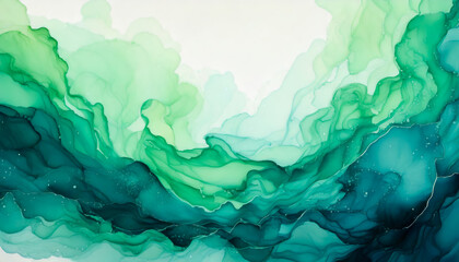 abstract green watercolor creates serene background cover design