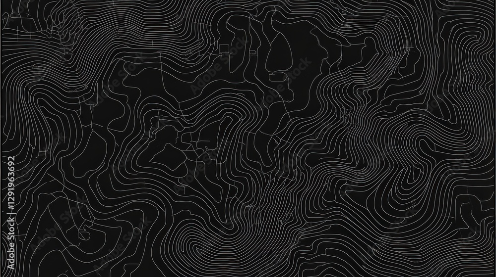 Aufkleber abstract topographic map pattern with intricate lines on a dark background, ideal for design use