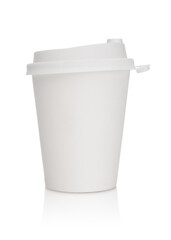 Disposable paper cup with lid isolated on white background