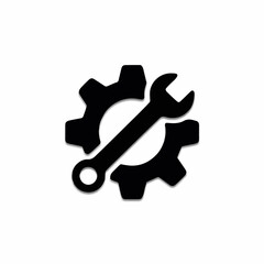 Technical support icon with wrench and cogwheel