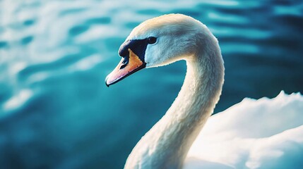 Fototapeta premium close-up shot of a swan’s eyes reflecting a deep sadness, conveying the emotion of one-sided love. swan, eyes, sadness, emotion, reflection, love, longing, one-sided love, loneliness, close-up, 