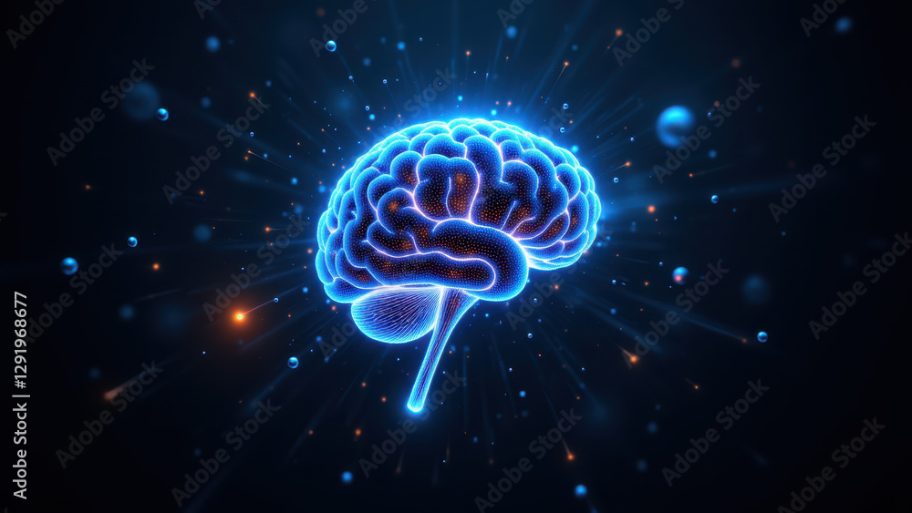 Poster an artistic representation of an artificial general intelligence brain in a cosmic space setting wit