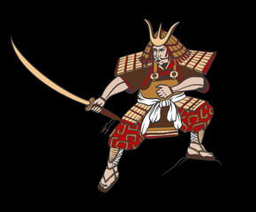 Samurai in graphic style isolated. Vector.