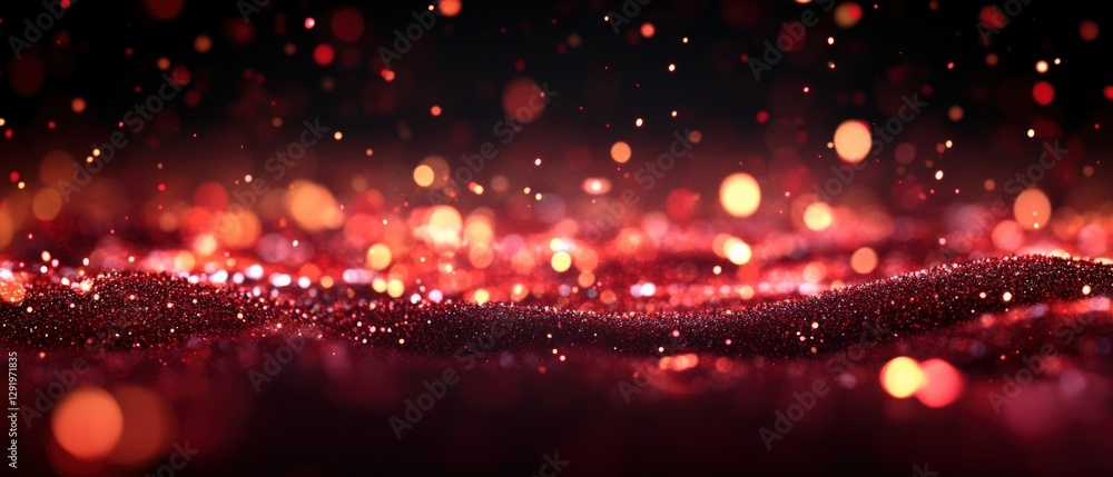 Poster red and black background with multiple bright lights creating a vibrant photo composition