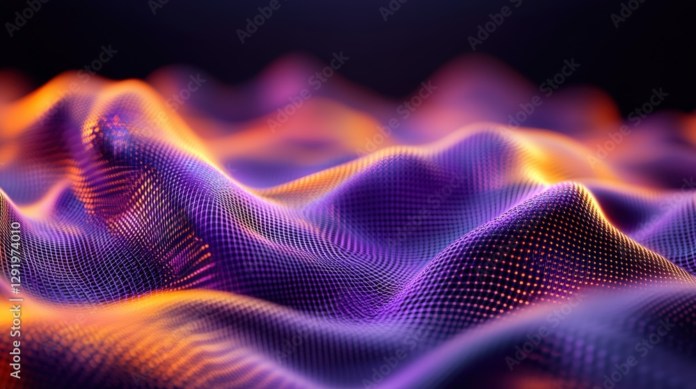 Poster abstract background featuring three-dimensional waves and lines in a dynamic composition with vibran