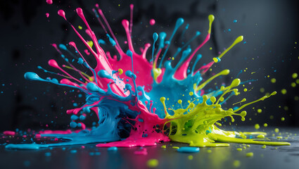Neon paint splatter explosion background
