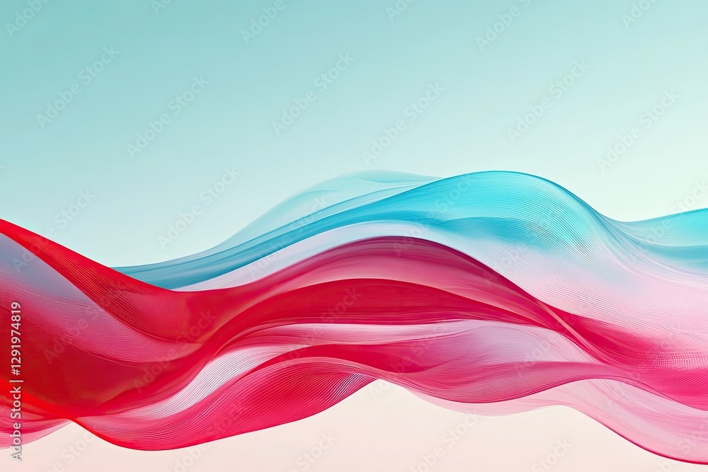 Poster abstract red and teal wave background design swirling flowing fabric texture
