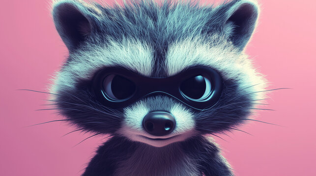 close up of a raccon