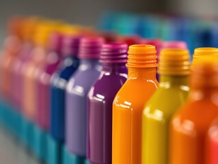 Rows of colorful bottles on a shelf