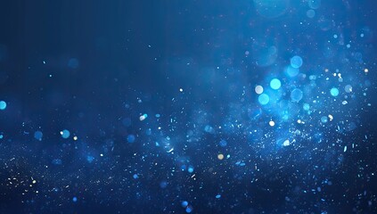 Fototapeta premium Abstract blue bokeh background with glittering particles (1)