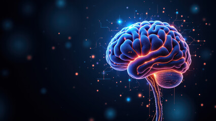 A futuristic concept illustration of artificial general intelligence with a human brain-like structure surrounded by stars, symbolizing advanced cognitive processing and AI's quest for understanding.