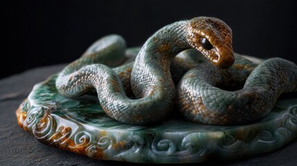 Fototapeta premium Intricate Jade Jewelry Displayed on Decorative Plate