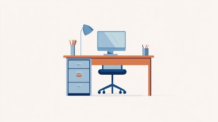 Modern Office Desk with Computer