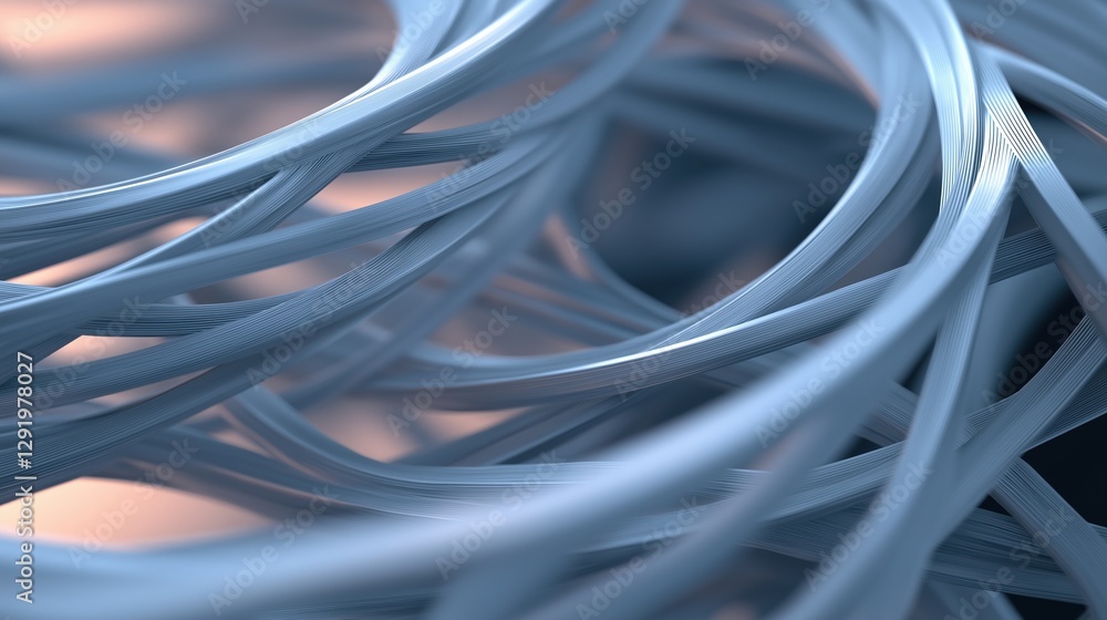 Poster close-up of a group of thin, wavy lines that are overlapping each other. the lines are a light blue 