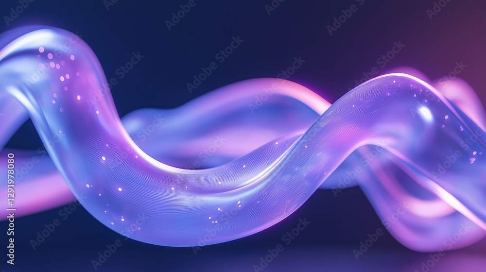 Poster abstract digital art piece that appears to be a wave or a wave-like shape. the wave is made up of mu