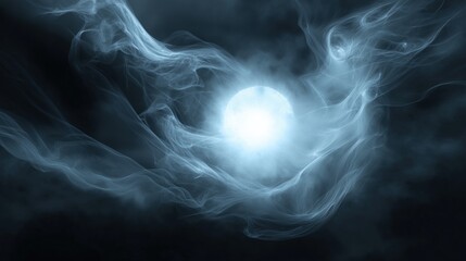 Fototapeta premium Digital art piece that appears to be a representation of a celestial object. it is a bright blue circle in the center of the image, surrounded by a dark background.