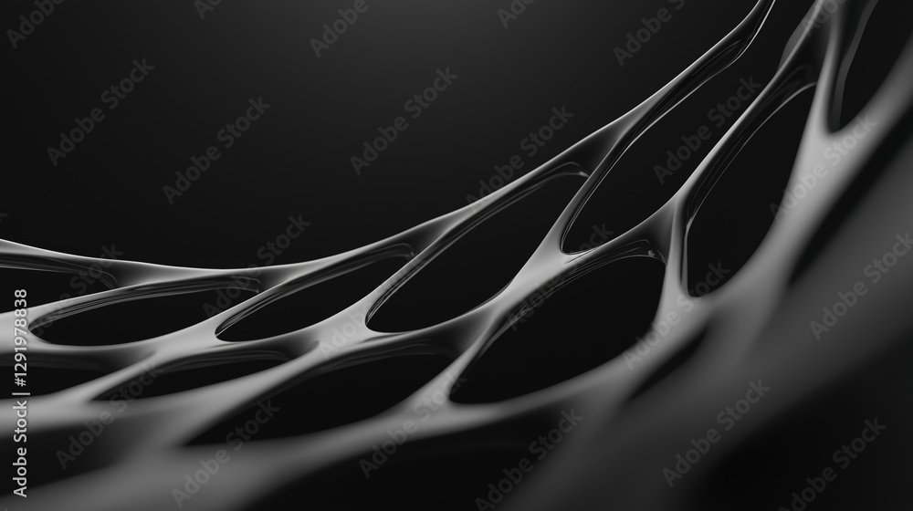 Poster close-up of a black and white abstract background with a wave-like pattern.
