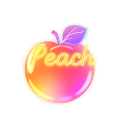 Obraz premium Peach holographic 3D icon. neon symbol vector illustration isolated on white background. Generative AI