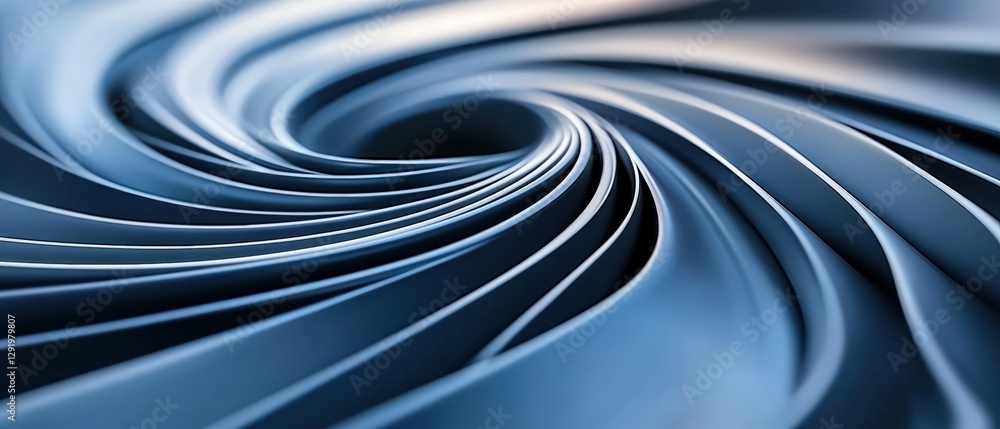 Poster spiral pattern in blue and white colors creating a dynamic visual effect