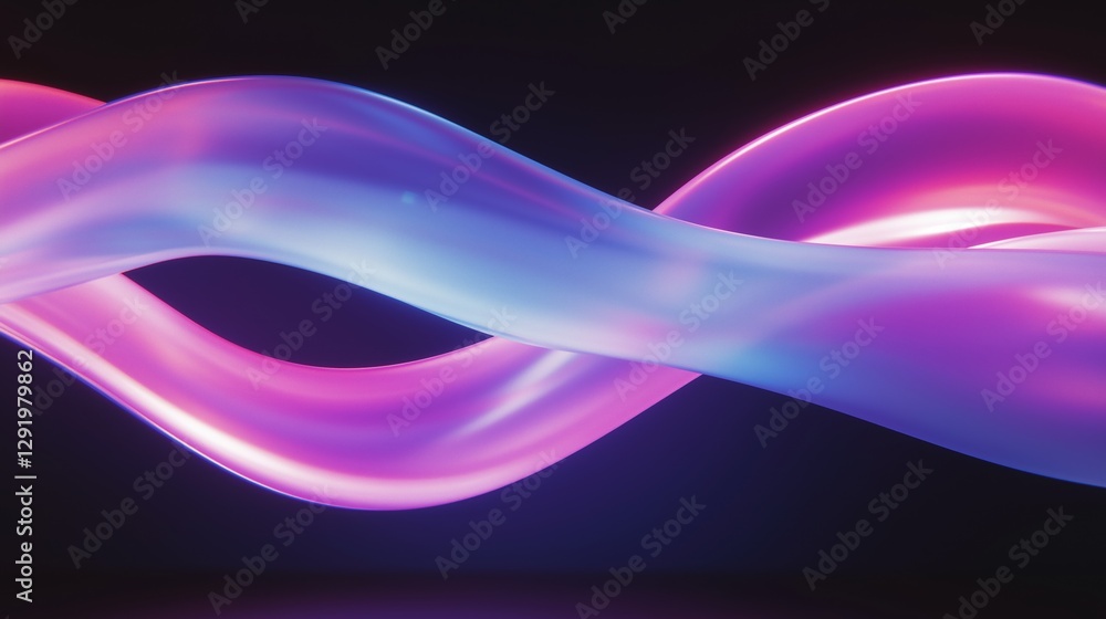 Poster abstract digital art piece that appears to be made up of two curved lines that form an infinity symb