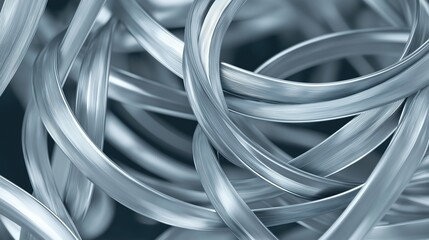 Close-up of a group of twisted and twisted metal rings. the rings are of different sizes and shapes, creating a complex and intricate pattern.