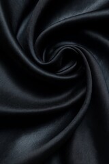 Obraz premium A stunning close-up of luxurious black satin fabric swirling elegantly.