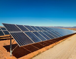a stunning view of organized solar panel rows adjacent to a roadway under a clear blue sky exemplifying the balance between infrastructure and nature s energy solutions in teruel in spain