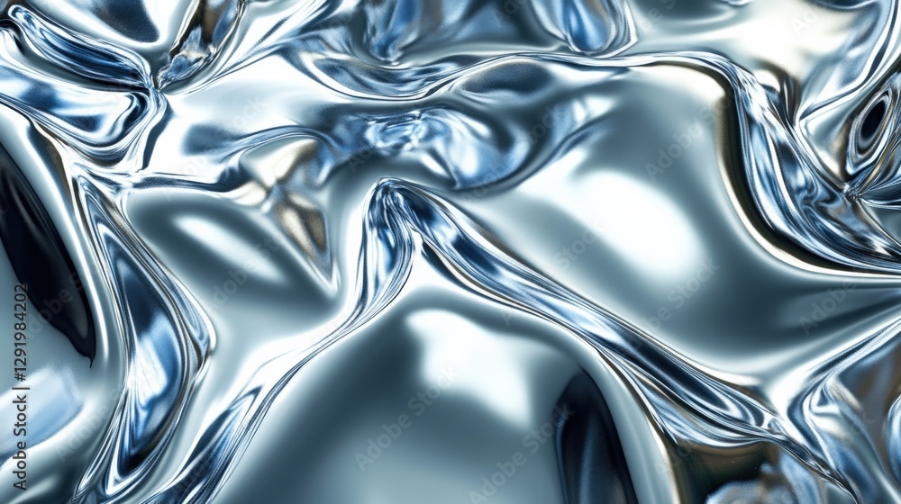 Poster abstract metallic texture with flowing shapes creating a dynamic visual effect