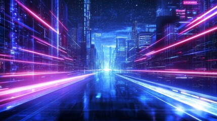 Captivating essence of a futuristic, cyberpunk-inspired cityscape.