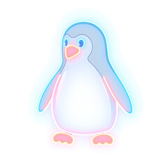 Fototapeta premium Penguin holographic 3D icon. neon symbol vector illustration isolated on white background. Generative AI