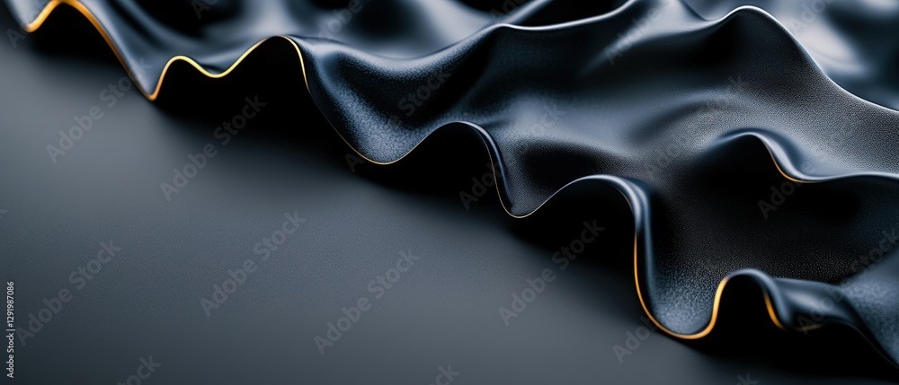 Poster black and gold fabric with wavy pattern for textiles and design backgrounds