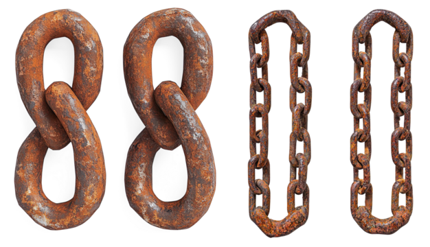 Rusty Metal Chains on a Transparent Background