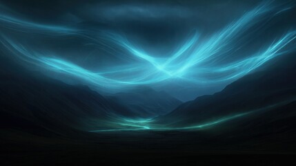 Digital art piece that appears to be a landscape of a mountain range. the sky is dark and cloudy, and the mountains are silhouetted against it.