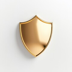 Gold Shield on White Background