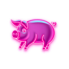 Fototapeta premium Pig holographic 3D icon. neon symbol vector illustration isolated on white background. Generative AI