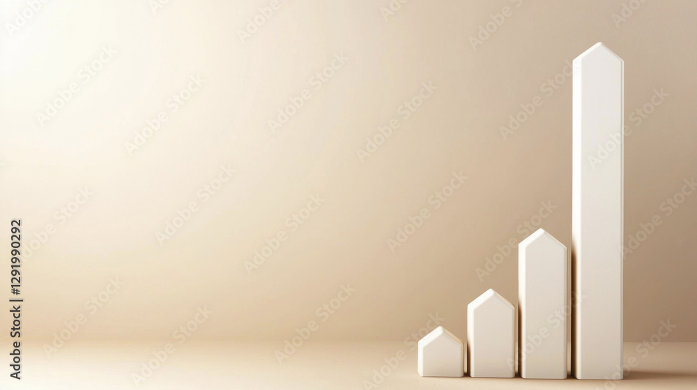Poster simple bar graph in neutral tones representing growth and progress