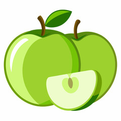 vector illustration of a green apple